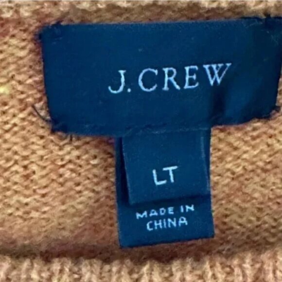 J. Crew Orange Rust 100% Lambs Wool Crew Neck Long Sleeve Sweater Sz Large Tall - Picture 3 of 5